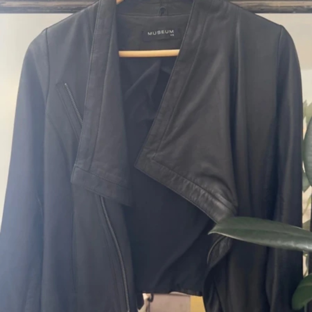 Modern Asymmetrical Genuine Leather Jacket – Size XS